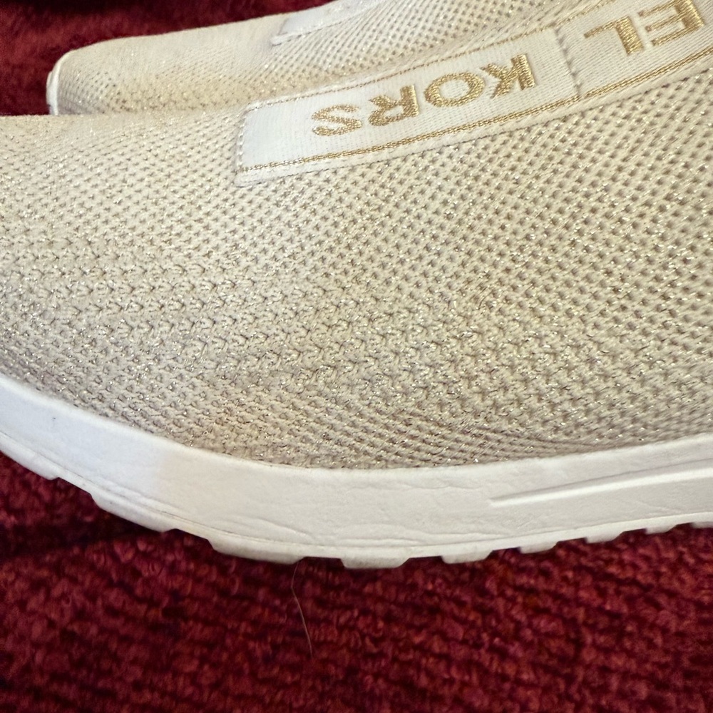 Michael Kors Sz 10 Gold Metallic Knit Slip-On Sneakers - Picture 7 of 9